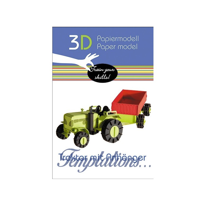 Maquette 3D en papier – Tracteur avec remorque