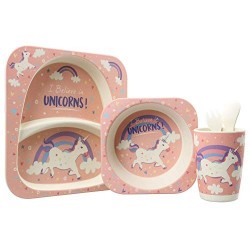 Set repas 5 pièces en bambou Licorne