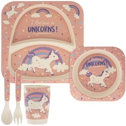 Set repas 5 pièces en bambou Licorne