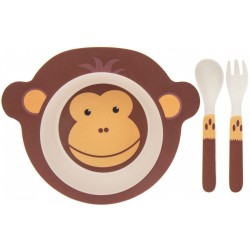 Set repas 3 pièces en bambou Singe