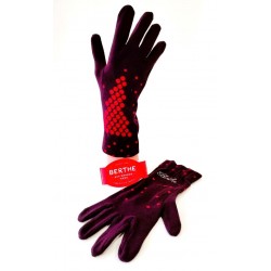 Gants bordeaux et pois -...