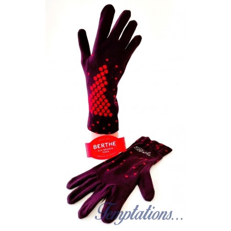 Gants bordeaux et pois - Berthe Aux Grands Pieds