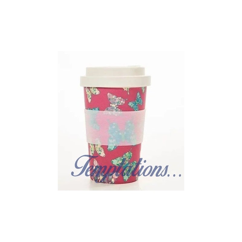 Mug de voyage en bambou Papillons