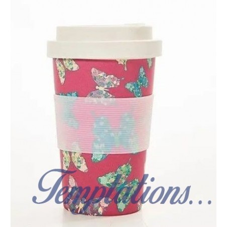 Mug de voyage en bambou Papillons