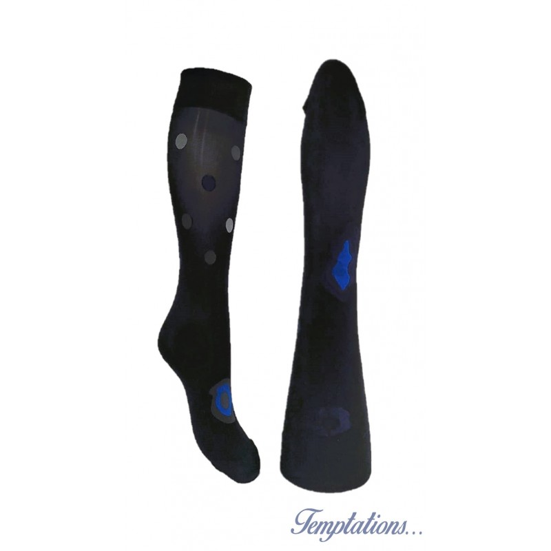 Mi-bas noir pois bleus– Berthe aux grands pieds