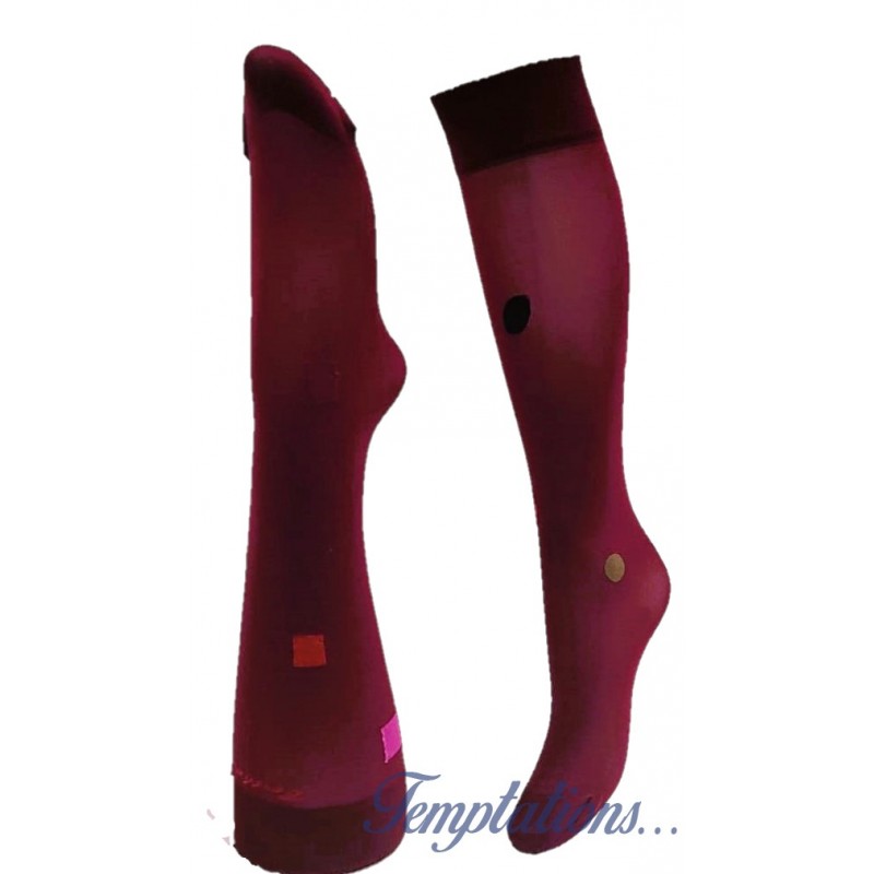 Mi-bas rouge damiers et pois kaki – Berthe aux grands pieds