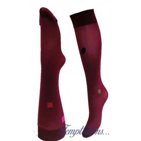 Mi-bas rouge damiers et pois kaki – Berthe aux grands pieds