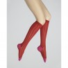 Chaussettes hautes femme en soie rouge/rose