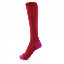 Chaussettes hautes femme en soie rouge/rose