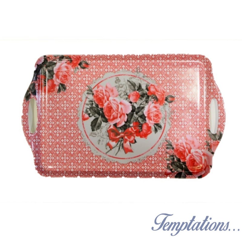 Plateau rectangulaire Bouquet de roses- Orval créations