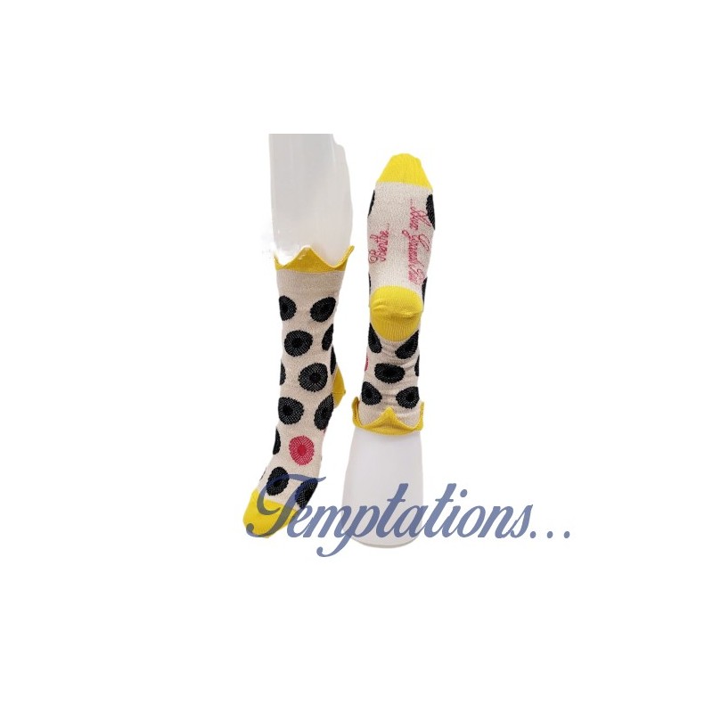 Chaussettes femme Berthe aux Grands pieds Couronne Jaune et Fleurs