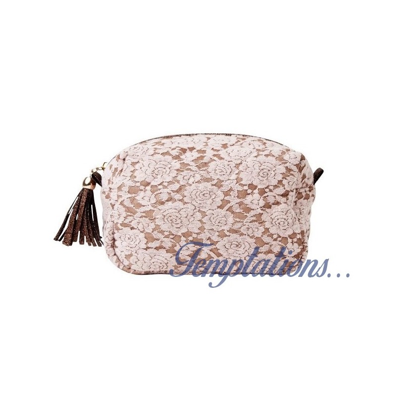 Pochette rose dentelle en tissu Molly Marais