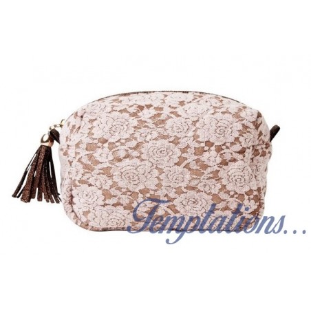 Pochette rose dentelle en tissu Molly Marais