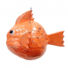 Poisson globe en Noix de Coco patine orange