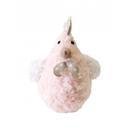 Poule en peluche rose