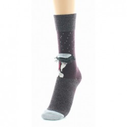 Chaussettes Femme noires Parapluie Argent - Berthe aux Grands pieds