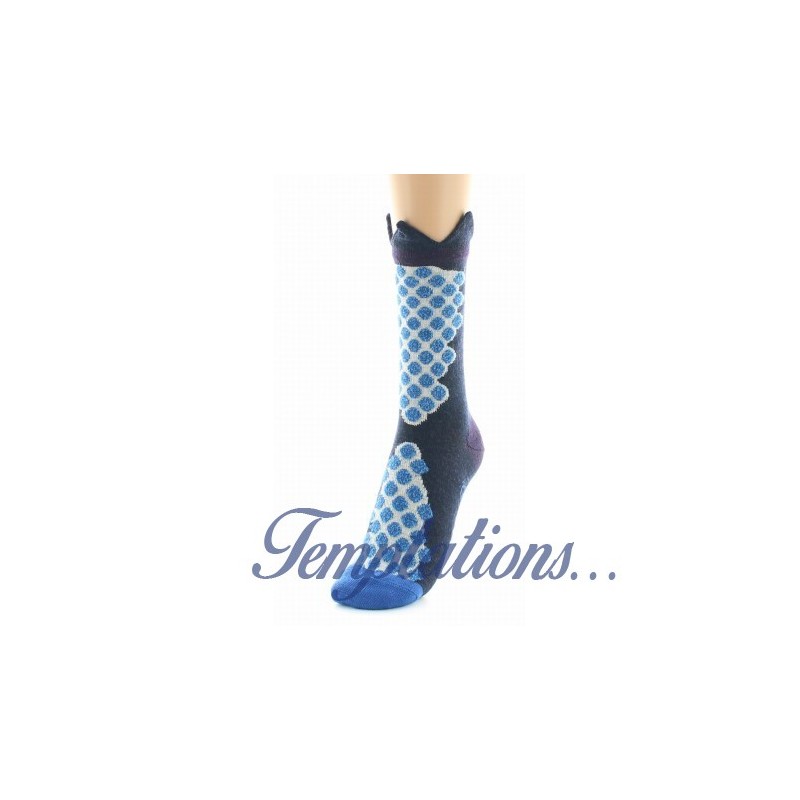 Chaussettes Femme marines à pois bleus - Berthe aux Grands pieds