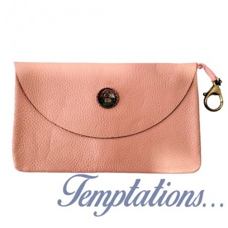 Pochette rose en cuir