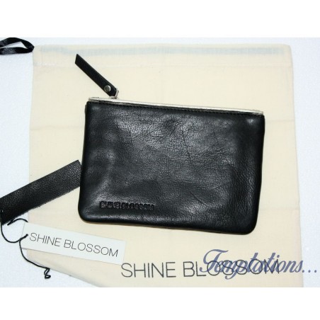 Pochette en cuir noir Shine Blossom