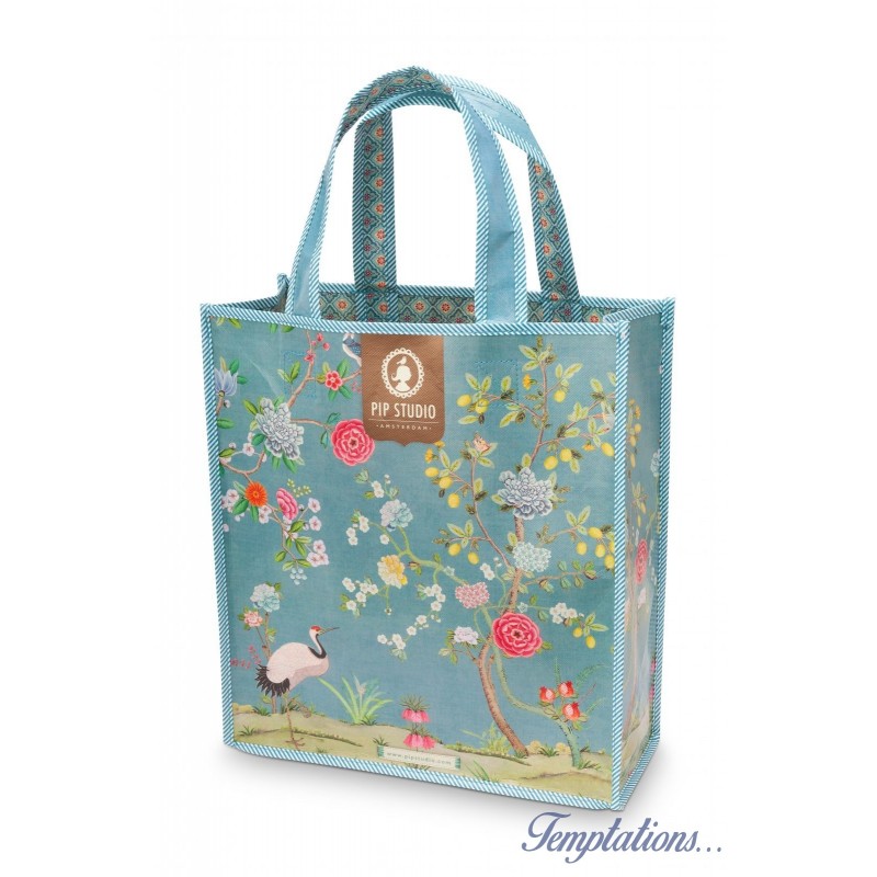 Sac shopping BLUSHING BIRDS bleu-  PIP STUDIO