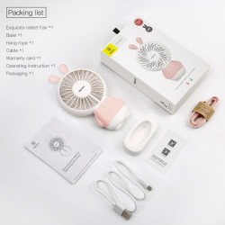 Mini ventilateur lapin rose lumineux - Baseus