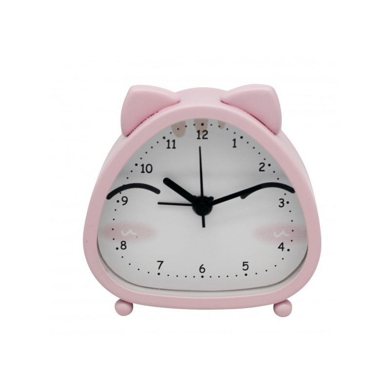 Réveil Analogique Silencieux Double Cloche Rose - Avec Veilleuse, Sans Tic-Tac, Alarme Puissante 11,7x16 Cm