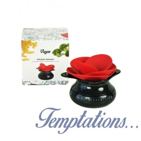 Minuteur de cuisine noir Fleur rouge - Vigar