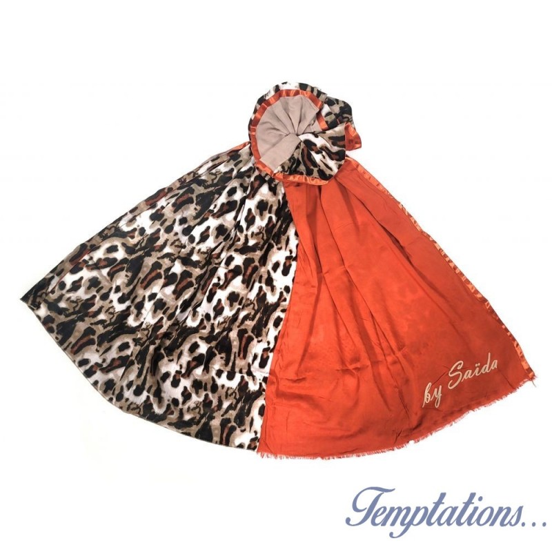 Foulard Léopard orange By Saida