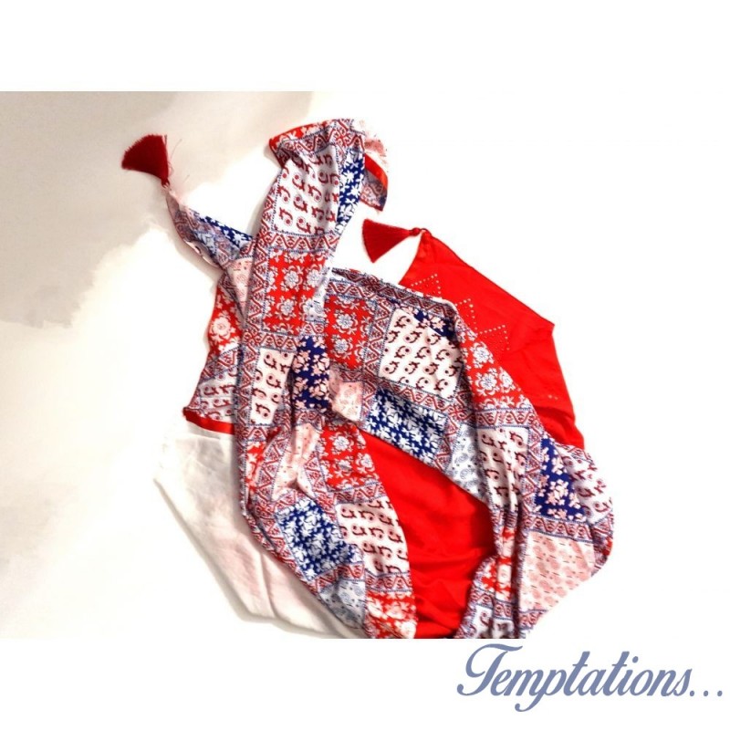 Foulard rouge bleu blanc By Saida