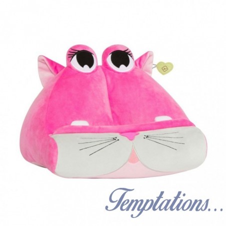 Peluche rose porte livre et tablette