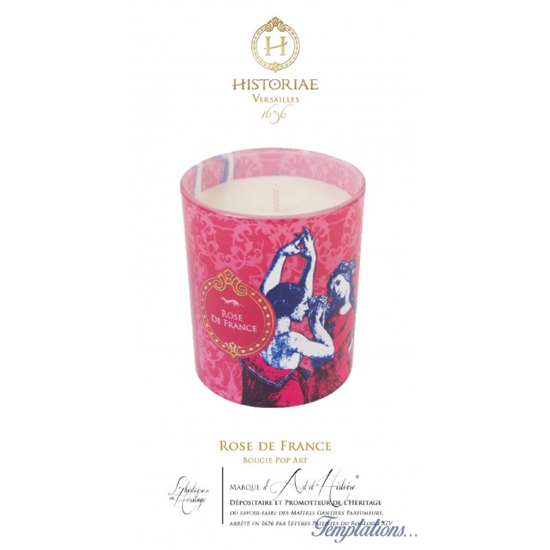 Bougie déco Rose de France 190 g -Historiae