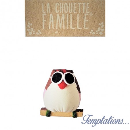 Magnet la chouette famille - Marron et rose