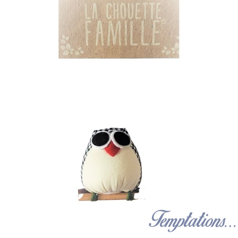 Magnet la chouette famille - Carreaux noir et blanc