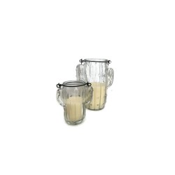 Photophore cactus en verre avec bougie GM