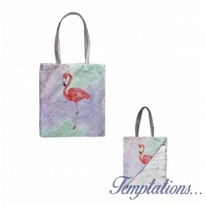 Sac flamant rose sequins