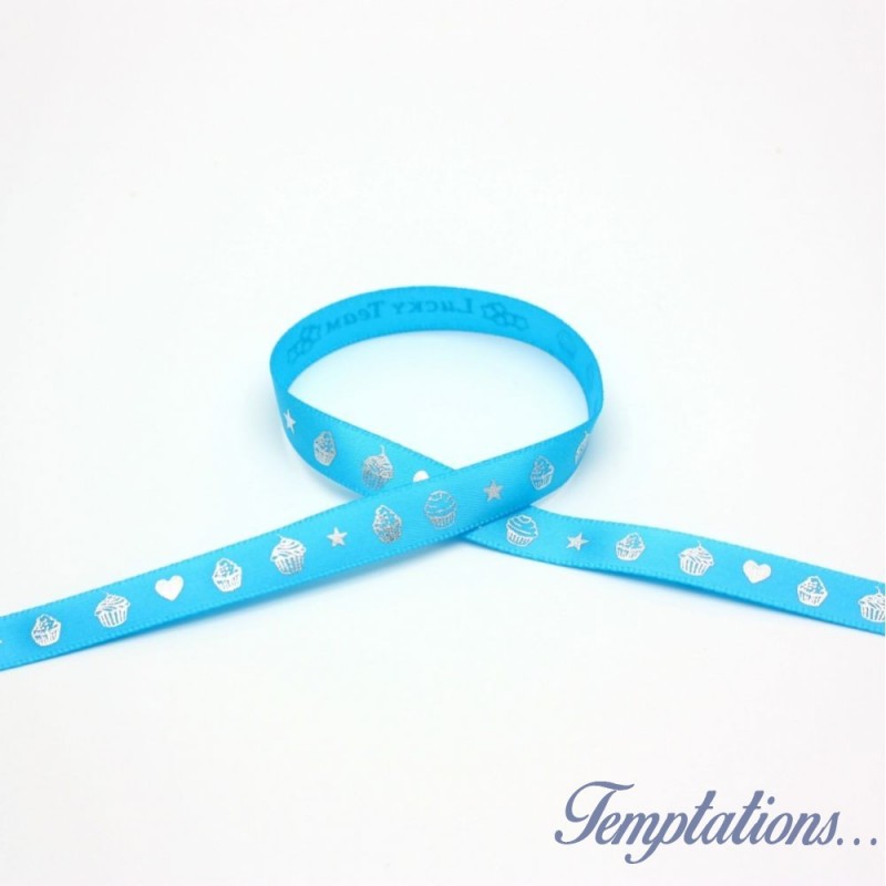 Bracelet Satin Lucky Team - Bleu ciel cupcakes