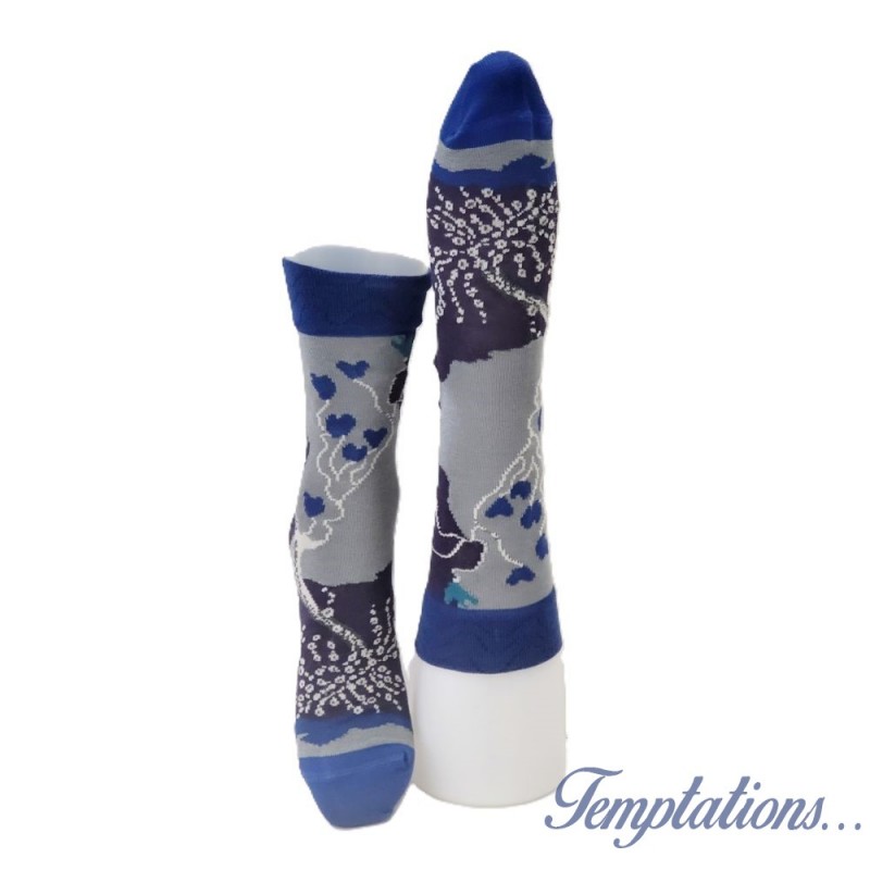 Chaussettes grise et bleues - Berthe Aux Grand Pieds-BAG5F.1