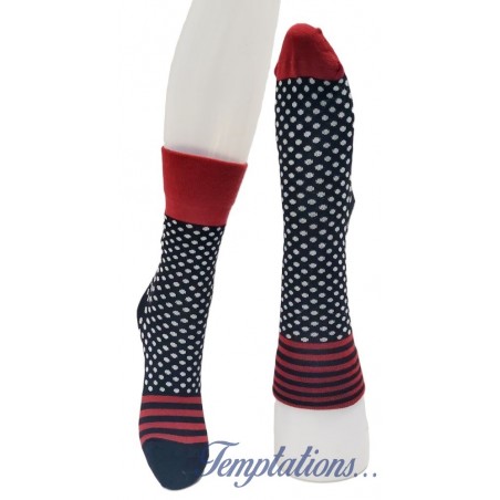 Chaussettes noires et rouges à pois - Berthe Aux Grand Pieds-BAG16F.6