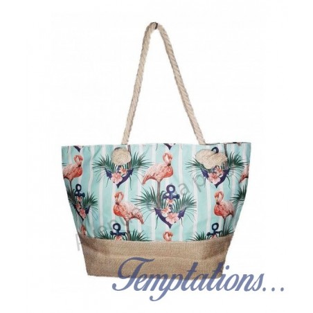 Sac de plage flamants roses et ancres