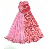 Foulard rose motifs flamants et bouches By Shanna