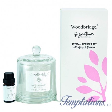 Diffuseur d'huile en cristal Papillons & marguerites -Woodbridge Collection Signature