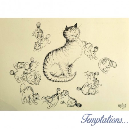 Carte postale "Les chatons joueurs " Albert Dubout