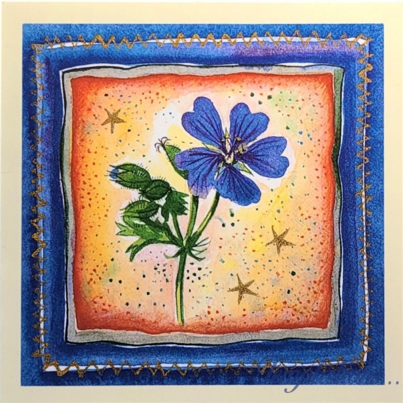 Carte double "Blue Geranium" Linda Edwards