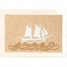 Carte postale en sable « Bateau blanc » Marie Claire Blasquiz