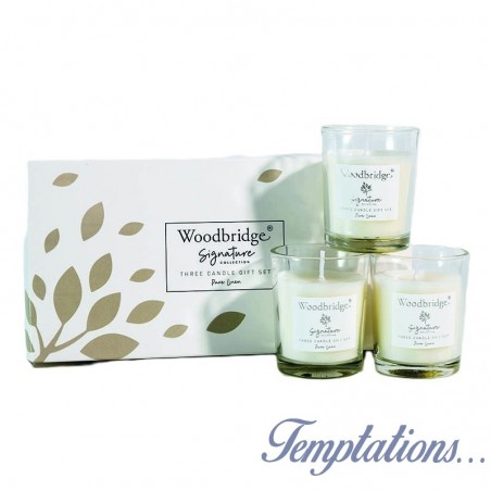 Coffret 3 bougies Pur Lin- Woodbridge Collection Signature