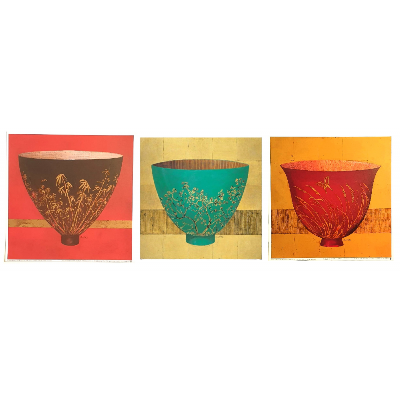 Lot de 3 images bowl fleuris -  Arnie Fisk