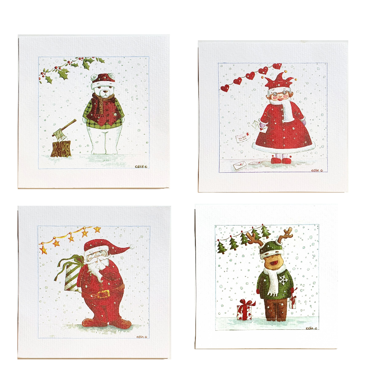 Lot de 4 cartes de Noël – Coté bord’eau