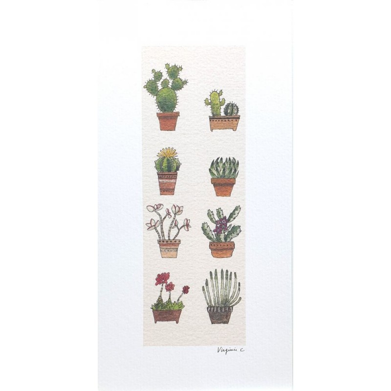 Lot 2 cartes format paysage «Cactus» Virginie Cachau