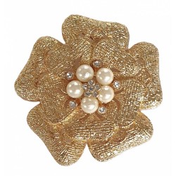 Broche florale dorée avec...