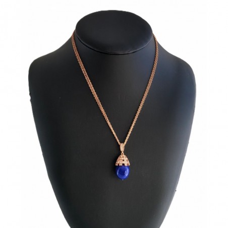 Collier doré pendentif sphère bleu - L'officiel Roma